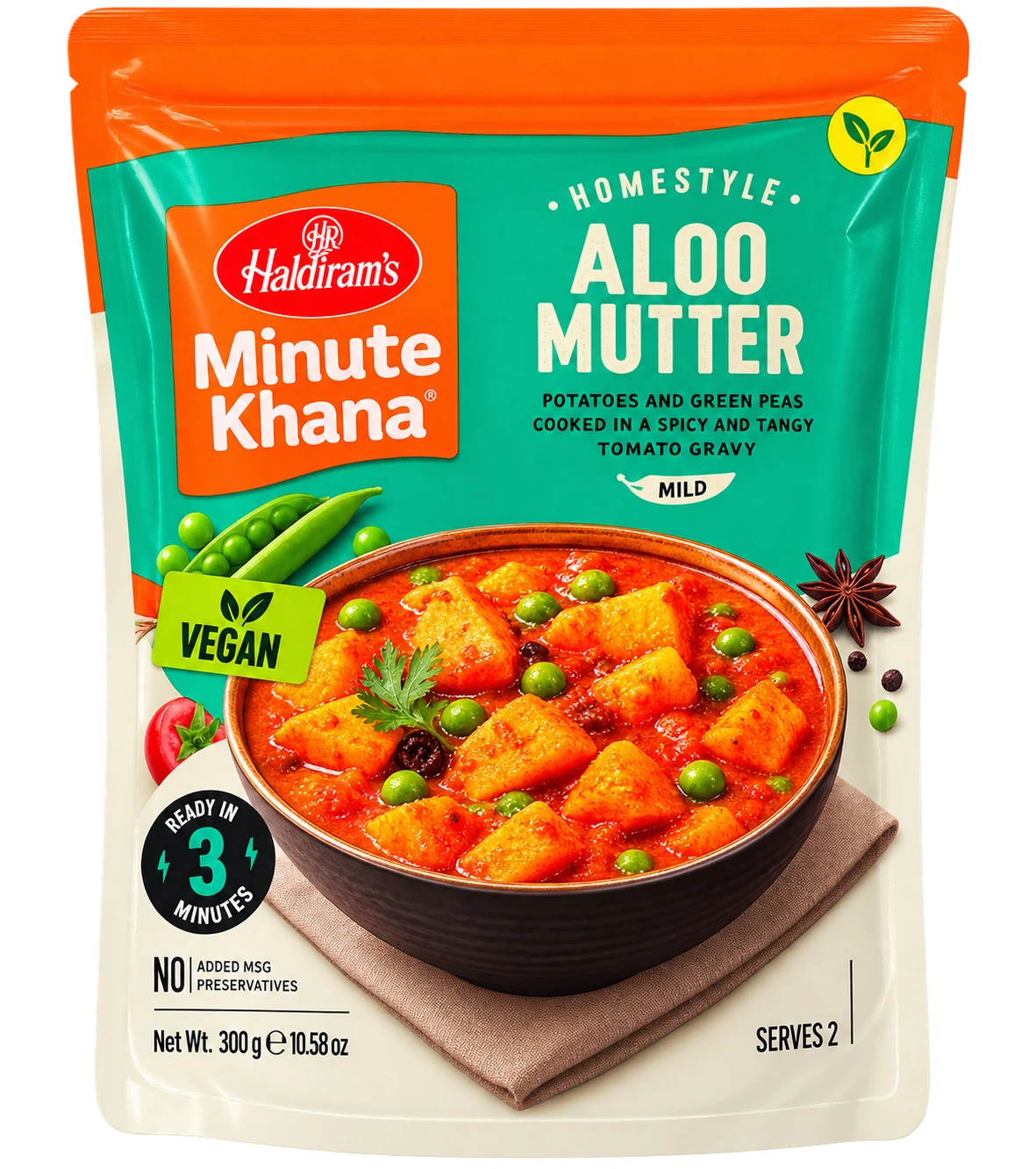 Haldiram's Aloo Mutter Ziemniaki z zielonym groszkiem