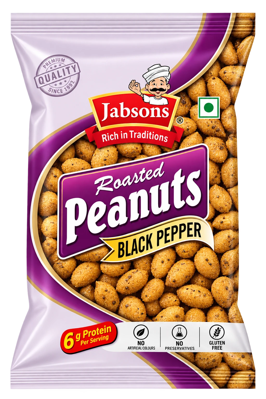 Jabsons Prażone Orzeszki Ziemne – Czarny Pieprz 140g